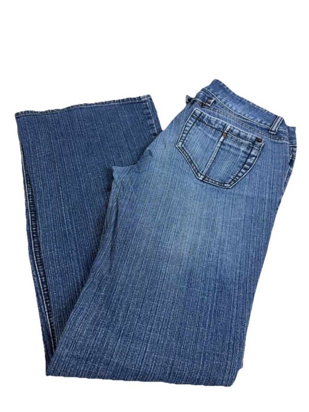 VTG Rewind Sz 11 (Actual 31x29) Cinch Back Buckle Strap Stretch Flare Jeans EUC